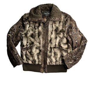 Regent Park Faux Fur Lined Jacket Brown Cozy‎ Winter Zip Coat Size L